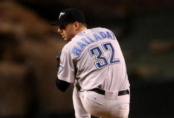ANAHEIM, CA - MAY 6:  Roy Halladay #32 of the Toronto Blue Jays throws a pitch against the Los Angeles Angels of Anaheim at Angel Stadium May 6, 2009 in Anaheim, California.  (Photo by Stephen Dunn/Getty Images)