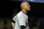 LOS ANGELES - JUNE 18:   Matt Holliday #5 of the Oakland Athletics takes the field after striking out to end the eighth inning against the Los Angeles Dodgers on June 18, 2009 at Dodger Stadium in Los Angeles, California. The Dodgers won 3-2.  (Photo by Stephen Dunn/Getty Images)