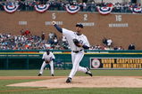 DETROIT - MARCH 31:  Justin Verlander #35 of the Detroit Tigers throws a pitch against the Kansas City Royals during their game on Opening Day on March 31, 2008 at Comerica Park in Detroit, Michigan.  (Photo by Gregory Shamus/Getty Images)