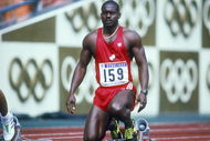 Canadian sprinter Ben Johnson at the start of the 100 Metres semi-final at Seoul Olympic Stadium during the Olympic Games in Seoul, South Korea, 24th September 1988. Johnson won the final in a world record time of 9.79 seconds, but was disqualified for doping. (Photo by Tony Duffy/Getty Images)