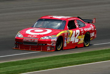 INDIANAPOLIS - JULY 24:  Juan Pablo Montoya, driver of the #42 Target Chevrolet drives during practice for the NASCAR Sprint Cup Series Allstate 400 at the Brickyard at Indianapolis Motor Speedway on July 24, 2009 in Indianapolis, Indiana.  (Photo by Ezra Shaw/Getty Images for NASCAR)