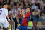 ROME, ITALY - MAY 27:  Cristiano Ronaldo (R) of Manchester United FC and Lionel Messi of Barcelona during the UEFA Champions League Final match between Barcelona and Manchester United at the Stadio Olimpico on May 27, 2009 in Rome, Italy.  (Photo by Claudio Villa/Getty Images)