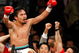 LAS VEGAS - MAY 02: Manny Pacquiao of the Philippines celebrates after knocking out Ricky Hatton of England in the second round of their junior welterweight title fight at the MGM Grand Garden Arena May 2, 2009 in Las Vegas, Nevada. (Photo by Ethan Miller/Getty Images)