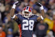 ORCHARD PARK - NOVEMBER 17: Leodis McKelvin #28 of the Buffalo Bills reacts on the field during the game against the Cleveland Browns on November 17, 2008 at Ralph Wilson Stadium in Orchard Park, New York. (Photo by: Rick Stewart/Getty Images)