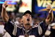 FOXBORO, MA - SEPTEMBER 8: A fan of the New England Patriots boos the Oakland Raiders before their 2005 NFL opening game at Gillette Stadium on September 8, 2005 in Foxboro, Massachusetts. (Photo by Nick Laham/Getty Images)