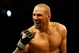 EAST RUTHERFORD, NJ - APRIL 04: Jay Hieron celebrates his win against Mark Miller at the International Fighting League at the Izod Center in East Rutherford, New Jersey on April 4, 2008.  (Photo by Nick Laham/Getty Images)