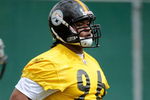 PITTSBURGH - MAY 01:  Ziggy Hood #96 of the Pittsburgh Steelers works out during rookie training camp at the Pittsburgh Steelers Practice Facility on May 1, 2009 in Pittsburgh, Pennsylvania.  (Photo by Joe Sargent/Getty Images)