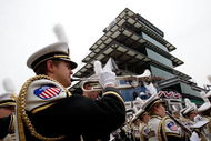 INDIANAPOLIS - MAY 24:  The Purdue marching band performs during the IRL IndyCar Series 93rd running of the Indianapolis 500 on May 24, 2009 at the Indianapolis Motor Speedway in Indianapolis, Indiana.  (Photo by Chris Graythen/Getty Images)
