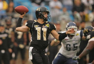CHARLOTTE, NC - DECEMBER 29:  Riley Skinner #11 of the Wake Forest Demon Deacons throws a pass against the Connecticut Huskies during their game at Bank of America Stadium on December 29, 2007 in Charlotte, North Carolina. (Photo by Streeter Lecka/Getty Images)