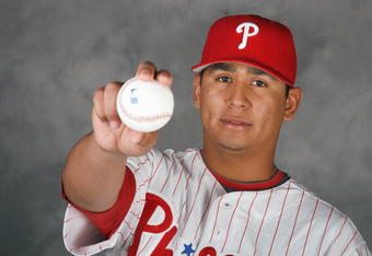 CLEARWATER, FL - FEBRUARY 20:  Carlos Carrasco #62 of the Philadelphia Phillies poses for a photo during Spring Training Photo day on February 20, 2009 at Bright House Networks Field in Clearwater, Florida.  (Photo by Chris Graythen/Getty Images)