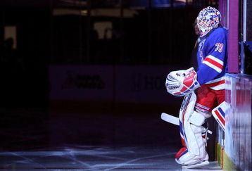 NEW YORK - APRIL 26: Henrik Lundqvist #30 of the New York Rangers skates out to face the Washington Capitals in Game Six of the Eastern Conference Quarterfinal Round of the 2009 NHL Stanley Cup Playoffs at Madison Square Garden on April 26, 2009 in New York City. The Capitals defeated the Rangers 5-3.  (Photo by Bruce Bennett/Getty Images)