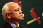 ST LOUIS - APRIL 29:  Cardinals general manager Walt Jocketty at a press conference explaining the details behind the death of Cardinals pitcher Josh Hancock on April 29, 2007 at Busch Stadium in St. Louis, Missouri. Hancock was killed in an auto accident early Sunday April 29, 2007 in St. Louis, Missouri.  (Photo by Dilip Vishwanat/Getty Images)