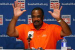 COOPERSTOWN, NY - JULY 25:  2009 inductee Jim Rice speaks to the media at the Cooperstown Central School during the Baseball Hall of Fame induction weekend on July 25, 2009 in Cooperstown, New York.  (Photo by Jim McIsaac/Getty Images)