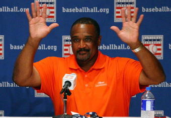 COOPERSTOWN, NY - JULY 25:  2009 inductee Jim Rice speaks to the media at the Cooperstown Central School during the Baseball Hall of Fame induction weekend on July 25, 2009 in Cooperstown, New York.  (Photo by Jim McIsaac/Getty Images)