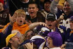 MINNEAPOLIS - DECEMBER 28:   Adrian Peterson #28 of the Minnesota Vikings celebrates his touchdown against the New York Giants on December 28, 2008 at the Hubert H. Humphrey Metrodome in Minneapolis, Minnesota. (Photo by Elsa/Getty Images)