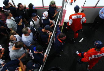 SYOSSET, NY - JULY 12:  Calvin de Haan #3 and Victor Bartley #49 of the New York Islanders walk out onto the ice during the prospect mini-camp open practice scrimmage on July 12, 2009 at Iceworks in Syosset, New York.  (Photo by Mike Stobe/Getty Images)