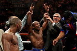 NOTTINGHAM, ENGLAND - MAY 10:  Timothy Bradley celebrates his win against Junior Witter for the WBC Light Welterweight fight on May 10, 2008 at Nottingham Ice Arena in Nottingham, England. (Photo by John Gichigi/Getty Images)