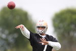 SANTA CLARA, CA - MAY 01:  Quarterback Nate Davis #7 of the San Francisco 49ers throws the ball during the 49ers Minicamp at their training facilities on May 1, 2009 in Santa Clara, California.  (Photo by Jed Jacobsohn/Getty Images)