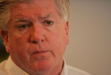 LONDON - SEPTEMBER 27:  Executive Vice President and General Manager Brian Burke of the Stanley Cup Champion Anaheim Ducks speaks with the media on September 27, 2007 at the Marriott West India Quay in London, England. The Ducks face off against the Los Angeles Kings this weekend as the NHL opens its season in London.  (Photo by Bruce Bennett/Getty Images)