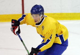 LAKE PLACID, NY - AUGUST 09:  Victor Hedman #4 of Team Sweden skates against Team USA at the USA Hockey National Junior Evaluation Camp on August 9, 2008 at the Olympic Center in Lake Placid, New York.  (Photo by Bruce Bennett/Getty Images)