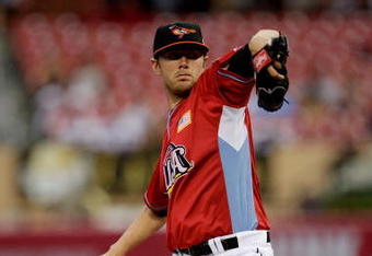ST LOUIS, MO - JULY 12:  U.S. Futures All-Star Chris Tillman of the Baltimore Orioles pitches against the World Futures All-Star during the 2009 XM All-Star Futures Game at Busch Stadium on July 12, 2009 the in St. Louis, Missouri.  (Photo by Jamie Squire/Getty Images)