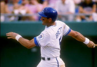 1989:  Infielder George Brett of the Kansas City Royals in action during a game at Royals Stadium in Kansas City, Missouri.  Mandatory Credit: Rick Stewart  /Allsport