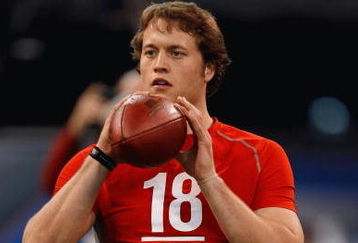 INDIANAPOLIS, IN - FEBRUARY 22:  Quarterback Matthew Stafford of USC passes the football during the NFL Scouting Combine presented by Under Armour at Lucas Oil Stadium on February 22, 2009 in Indianapolis, Indiana. (Photo by Scott Boehm/Getty Images)