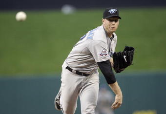 ST. LOUIS, MO - JULY 14: American League All-Star Roy Halladay of the Toronto Blue Jays pitches during the 2009 MLB All-Star Game at Busch Stadium on July 14, 2009 in St Louis, Missouri. (Photo by Pool/Getty Images)