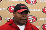 SANTA CLARA, CA - MAY 01:  Head coach Mike Singletary of the San Francisco 49ers talks with the media during the 49ers Minicamp at their training facilities on May 1, 2009 in Santa Clara, California.  (Photo by Jed Jacobsohn/Getty Images)