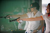 PESCARA, ITALY - JULY 03:  Jasna Sekaric of Serbia competes during women's 25m rapid fire pistol shooting final event during  the XVI Mediterranean Games at the Febo Shooting Hall on July 3, 2009 in Pescara, Italy.  (Photo by Getty Images)