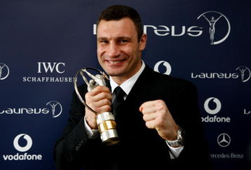 DORTMUND, GERMANY - JUNE 19:  WBC World Champion Vitali Klitschko poses after receiving the Laureus World Comeback of the year award during a ceremony and press conference held at the B1 on June 19, 2009 in Dortmund, Germany.  (Photo by Friedemann Vogel/Getty Images for Laureus)