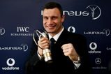 DORTMUND, GERMANY - JUNE 19:  WBC World Champion Vitali Klitschko poses after receiving the Laureus World Comeback of the year award during a ceremony and press conference held at the B1 on June 19, 2009 in Dortmund, Germany.  (Photo by Friedemann Vogel/Getty Images for Laureus)