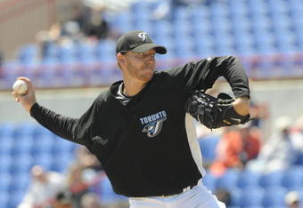 DUNEDIN, FL - MARCH 25: Pitcher Roy Hallady #32 of the Toronto Blue Jays starts against the Tampa Bay Rays at Knology Park March 25, 2008 in Dunedin, Florida. (Photo by Al Messerschmidt/Getty Images).