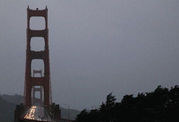 SANTA CRUZ, CA - FEBRUARY 16:  General view of the Golden Gate Bridge along Stage 2 of the AMGEN Tour of California from Sausalito to Santa Cruz on February 16, 2009 in Santa Cruz, California.  (Photo by Christian Petersen/Getty Images)