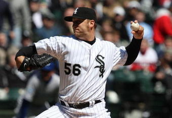 CHICAGO - APRIL 07: Mark Buehrle #56 of the Chicago White Sox delivers the ball against the Kansas City Royals during the Opening Day game on April 7, 2009 at U.S. Cellular Field in Chicago, Illinois. (Photo by Jonathan Daniel/Getty Images)