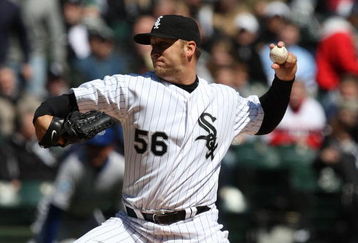CHICAGO - APRIL 07: Mark Buehrle #56 of the Chicago White Sox delivers the ball against the Kansas City Royals during the Opening Day game on April 7, 2009 at U.S. Cellular Field in Chicago, Illinois. (Photo by Jonathan Daniel/Getty Images)