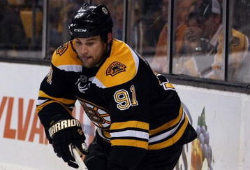 BOSTON - MAY 14:  Marc Savard #91 of the Boston Bruins takes the puck against the Carolina Hurricanes during Game Seven of the Eastern Conference Semifinal Round of the 2009 Stanley Cup Playoffs on May 14, 2009 at the TD Banknorth Garden in Boston, Massachusetts. The Hurricanes defeated the Bruins 3-2 in overtime. (Photo by Elsa/Getty Images)