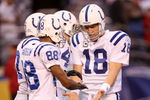 SAN DIEGO - JANUARY 03:  Wide receiver Marvin Harrison #88 of the Indianapolis Colts warms up with quaterback Peyton Manning #18 prior to the AFC Wild Card Game against the San Diego Chargers on January 3, 2009 at Qualcomm Stadium in San Diego, California.  (Photo by Stephen Dunn/Getty Images)