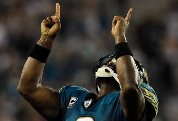 JACKSONVILLE, FL - DECEMBER 18:  David Garrard #9 of the Jacksonville Jaguars celebrates a touchdown during the game against the Indianapolis Colts at Jacksonville Municipal Stadium on December 18, 2008 in Jacksonville, Florida.  (Photo by Sam Greenwood/Getty Images)