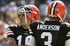 CLEVELAND - SEPTEMBER 16:  Brady Quinn #10 and Derek Anderson #3 of the Cleveland Browns look on during the NFL game against the Cincinnati Bengals at the Cleveland Browns Stadium on September 16, 2007 in Cleveland, Ohio. (Photo by Jeff Gross/Getty Images)