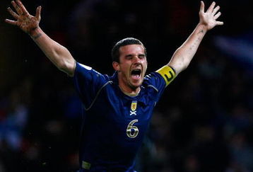 GLASGOW, UNITED KINGDOM - NOVEMBER 17:  Barry Ferguson of Scotland celebrates after scoring during the UEFA Euro 2008 qualifying match between Italy and Scotland at Hampden Park on November 17, 2007 in Glasgow, Scotland.  (Photo by Jeff J Mitchell/Getty Images)