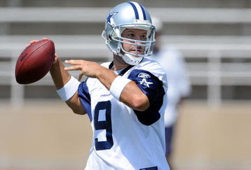 CARROLLTON, TX - JUNE 16:  Quarterback Tony Romo #9 of the Dallas Cowboys during mini camp at Standridge Stadium on June 16, 2009 in Carrollton, Texas.  (Photo by Ronald Martinez/Getty Images)