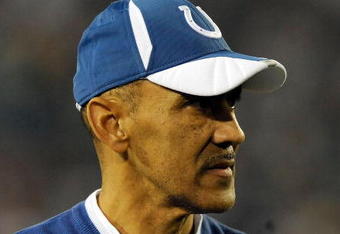 JACKSONVILLE, FL - DECEMBER 18:  Head coach Tony Dungy of the Indianapolis Colts watches the action during the game against the Jacksonville Jaguars at Jacksonville Municipal Stadium on December 18, 2008 in Jacksonville, Florida.  (Photo by Sam Greenwood/Getty Images)
