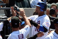 NEW YORK - JULY 12:  Gary Sheffield #10 of the New York Mets celebrates after scoring a run against the Cincinnati Reds on July 12, 2009 at Citi Field in the Flushing neighborhood of the Queens borough of New York City.  (Photo by Jim McIsaac/Getty Images)
