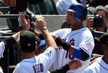 NEW YORK - JULY 12:  Gary Sheffield #10 of the New York Mets celebrates after scoring a run against the Cincinnati Reds on July 12, 2009 at Citi Field in the Flushing neighborhood of the Queens borough of New York City.  (Photo by Jim McIsaac/Getty Images)