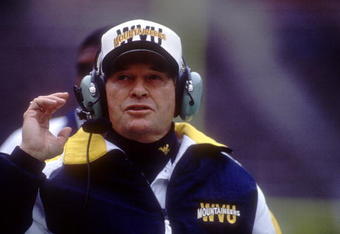 12 NOVEMBER 1993  A CANDID PORTRAIT OF WEST VIRGINIA HEAD FOOTBALL COACH DON NEHLEN ON THE SIDELINES DURING A 49-7 VICTORY OVER TEMPLE. Mandatory Credit: Rick Stewart/ALLSPORT