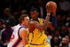 NEW YORK - FEBRUARY 23:  Roy Hibbert #55 of the Indiana Pacers goes up against David Lee #42 of the New York Knicks during the game at Madison Square Garden February 23, 2009 in New York City.  The Knicks won 123-119.  NOTE TO USER: User expressly acknowledges and agrees that, by downloading and/or using this Photograph, User is consenting to the terms and conditions of the Getty Images License Agreement.  (Photo by Chris McGrath/Getty Images)
