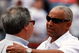 MIAMI - MARCH 31: Owner Jeffrey H. Loria (L) of the Florida Marlins greets general manager Omar Minaya of the New York Mets on Opening Day at Dolphin Stadium on March 31, 2008 in Miami, Florida. (Photo by Doug Benc/Getty Images)