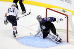LOS ANGELES, CA - DECEMBER 05:  Ales Hemsky #83 of the Edmonton Oilers lifts the game winning goal over goaltender Jason LaBarbera #35 of the Los Angeles Kings during the shootout at Staples Center on December 5, 2008 in Los Angeles, California.  (Photo by Jeff Gross/Getty Images)