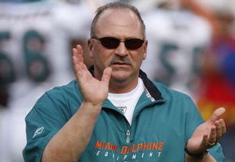 MIAMI - JANUARY 04:  Head coach Tony Sparano of the Miami Dolphins looks on during warm ups prior to playing the Baltimore Ravens in a AFC Wild Card game on January 4, 2009 at Dolphin Stadium in Miami, Florida.  (Photo by Gregory Shamus/Getty Images)